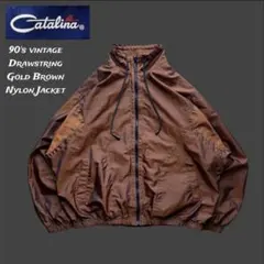 90s CATALINA ドローストリング ナイロンジャケット 丈短 ブラウン