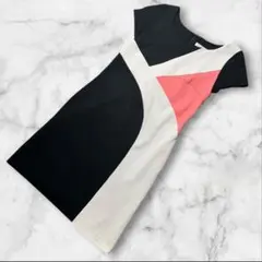 【美品】ピンキー&ダイアン ワンピース 38 黒 ピンク 白 カラーブロック