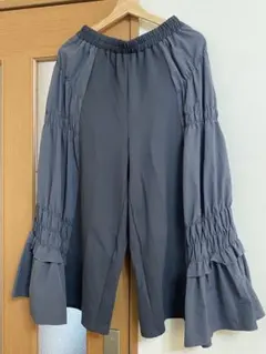 axes femme 異素材 切り替え ワイドパンツ