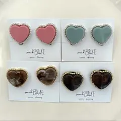 ③ピアス ハンドメイド まとめ売り ビーズ刺繍 ハート 花 フラワー