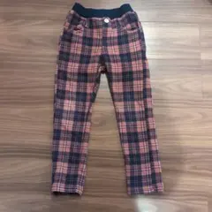 【キッズ】120cm裏起毛チェック柄パンツ