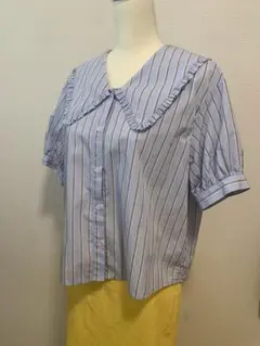 【FanoStudios】Bigfrillcollarstripeshirtのサムネイル