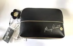 MARY QUANT ブラックポーチ フラワーチャーム付き