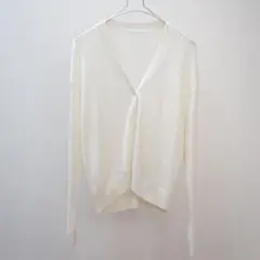 【UNIQLO】透かし編みニットカーディガン オフホワイトのサムネイル