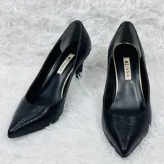 ダイアナ ポインテッドトゥ レザー パンプス 24.0 黒 ヒール高 7センチ
