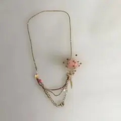 デザインビーズネックレス ゴールド ピンク