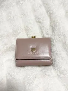 PAUL & JOE がま口三つ折り財布 ピンク 猫ロゴ 牛革のサムネイル