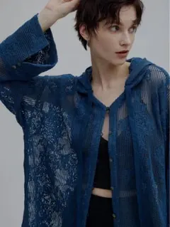 2WAY MESH DAMASK EMBROIDERY HOOD BLOUSEのサムネイル