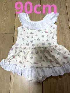 【未使用】　女の子　90cm 水着　花柄　アイボリー