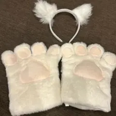 アニマルコスプレ 手袋と耳付きヘッドバンド