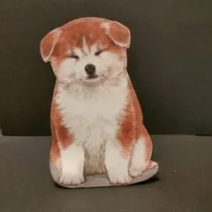 秋田犬の子犬がおすわり 自立するダイカットポーチ　赤毛のサムネイル