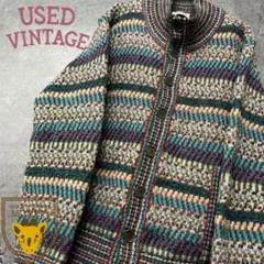 イタリア製☆ユーロ古着☆【ヴィンテージ ニット カーディガン】レディースL程
