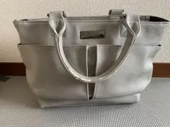 グレー レザー トートバッグ