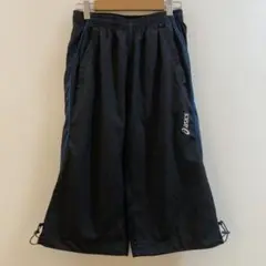 K1803 asics スポーツパンツ 黒 青いライン レディース M