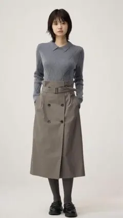 新品、未着用　rokhコラボ　GUトレンチスカート Mサイズ オリーブ