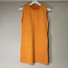 ZARA オレンジ ノースリーブ ミニワンピース XS-M