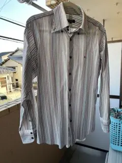 まとめ買い歓迎❣️BURBERRY 長袖シャツ ストライプ柄 ボタンダウン刺繍入りのサムネイル