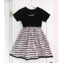 メゾピアノジュニア リボンベルトつきチェリー×ロゴドッキングワンピース 160