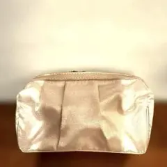 光沢のあるピンクのコスメポーチ　ポケット3つ　自立型