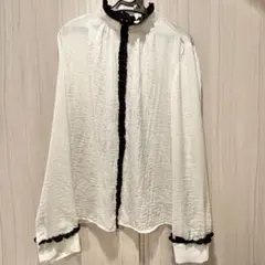 ZARA ザラ シャツ 長袖 ハイネック ノーカラー ホワイト ブラック