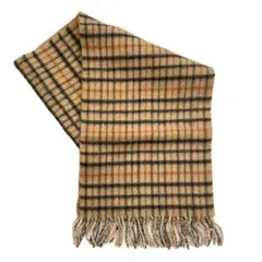 OMU KAWABE マフラー ウール 毛 カシミヤ ハウスチェック ベージュ