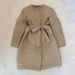 theory luxe ノーカラー ダウンコート 40 ベージュ ベルト付