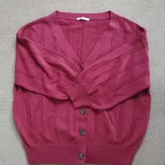 コルザ 透かし編みデザイン 七分袖カーディガン