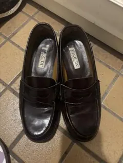 学生 ダークブラウン レザー ローファーHARUTA