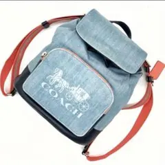 未使用級✨COACH リュック デニム マルチカラー ホースアンドキャリッジ