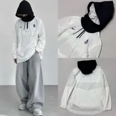 00s NIKE ハイネック ハーフジップ パーカー カレッジロゴ Tech