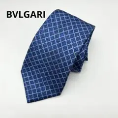 BVLGARI ブルガリ ブランド ネクタイ ネイビー セッテピエゲ ドット柄