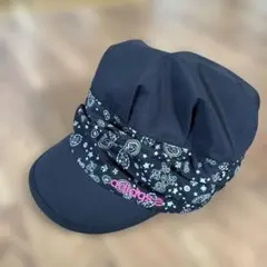 adidas アディダス ペイズリー柄 キャスケット帽子 ブラック