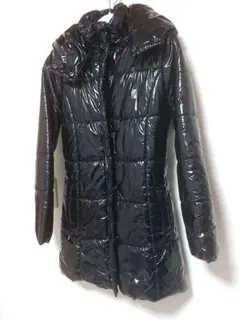 光沢ダウンコート レディースM ライトダウン 春秋ミドル丈 ギャル エナメル