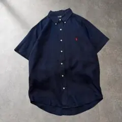 Ralph Lauren linenshirt リネン半袖シャツ 刺繍ロゴ 古着のサムネイル