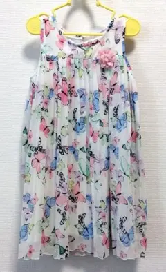 5-6歳（110サイズ）H＆M ノースリーブプリーツワンピース　バタフライ　蝶