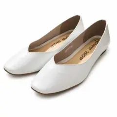【新品】本革neue marche 白 フラットパンプス 25.5cmのサムネイル