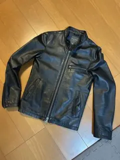 美品　レザージャケット　シングル　ブラック　Mサイズ　ラム　ユニセックス