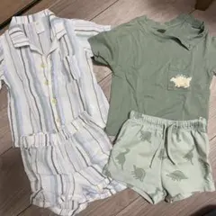 恐竜柄セットアップ&ストライプシャツセットアップ　2点セット