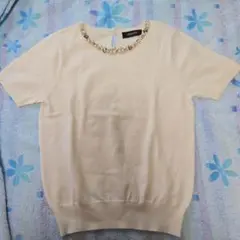 JUSGLITTY ビジュー付きアイボリーセーター サイズ2