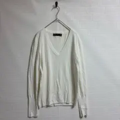 【ZARA】 ザラ　ホワイト 白　Vネックセーター L シンプル　清楚