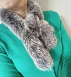 ラビットファー　マフラー　グレー　90センチ　手触り抜群