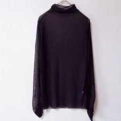 レディース トップス シアーインナー タートルネック シースルー 長袖 透け 黒