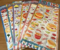 【最安値早い者勝ち】食べ物シール 6枚セット 寿司 ハンバーガー ぷくぷく