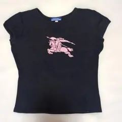 バーバリーTシャツ黒×ピンクラメロゴMサイズのサムネイル
