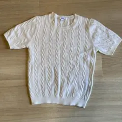 UNIQLO ケーブルニット 半袖セーター M ホワイト
