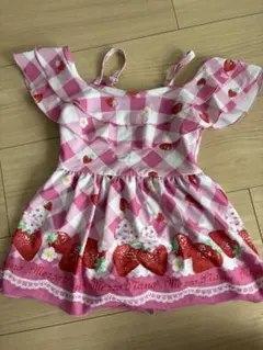 いちご柄フリル付きワンピース水着 100cm