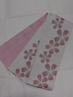 桜柄 リバーシブル 半幅帯