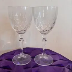 美品*ボヘミアクリスタル チェコガラス ワイングラス 2個セット