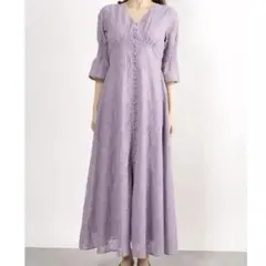 【美品✨】RANDA 刺繍　フラワーレースワンピース　ラベンダー　ロングワンピ