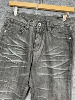 綺麗 セマンティックデザイン ウォッシュ加工 ブラックデニムパンツ Sサイズのサムネイル